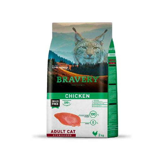 Bravery Adult Cat Sterilized Chicken Gato Adulto Alimento Seco 2 Kg