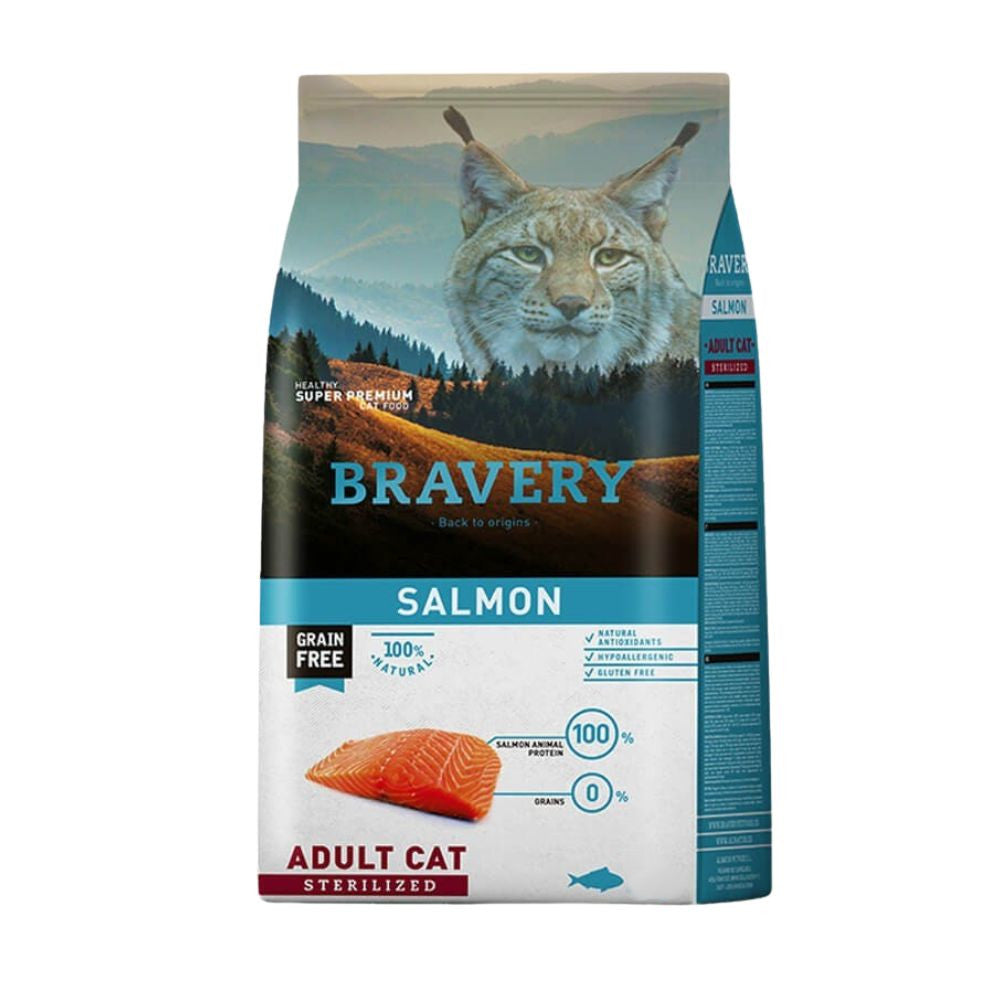 Bravery Adult Cat Sterilized Salmon Gato Adulto Alimento Seco 2 Kg - 7 Kg